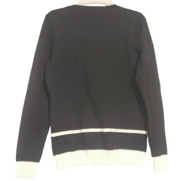 Karen Scott Women Black White Cardigan Size S Long Sleeve Gold Color Buttons - Picture 2 of 5